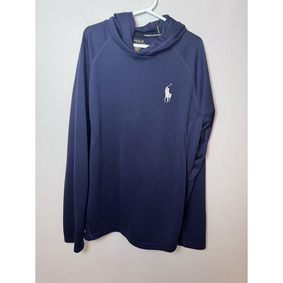 Polo Ralph Lauren Boys L 14-16 Performance Navy Pull Over Hooded Big Pony - Picture 12 of 15